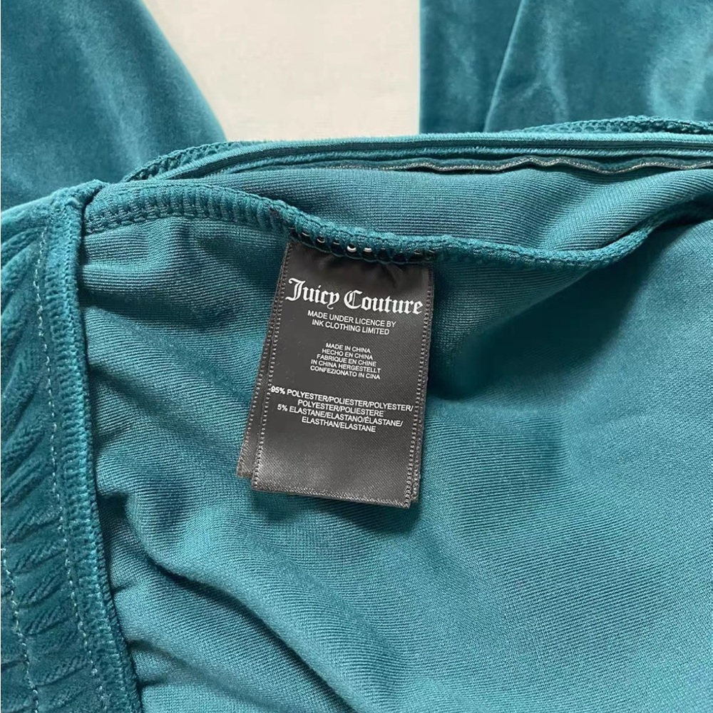 Juicy Couture OG Bling Velour Track Pants Size M Blue Y2K - Picture 7 of 14